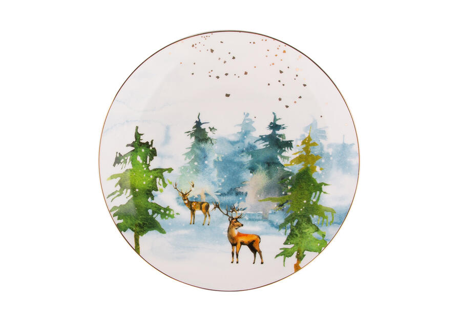 Zdjęcie: Talerz deserowy 20 cm Winter Forest dekorowany Jeleń ALTOMDESIGN