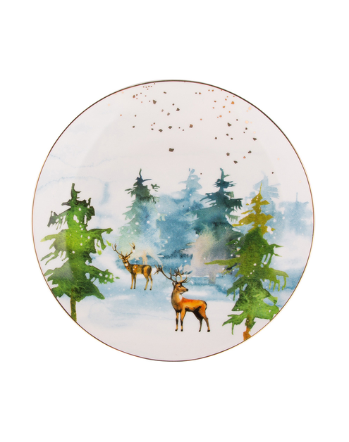 Zdjęcie: Talerz deserowy 20 cm Winter Forest dekorowany Jeleń ALTOMDESIGN