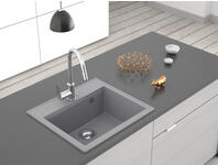 Zdjęcie: Zlewozmywak granitowy Retto 1-komorowy szary, bez ociekacza, 56x51x21,5 cm syfon manualny MILÓ