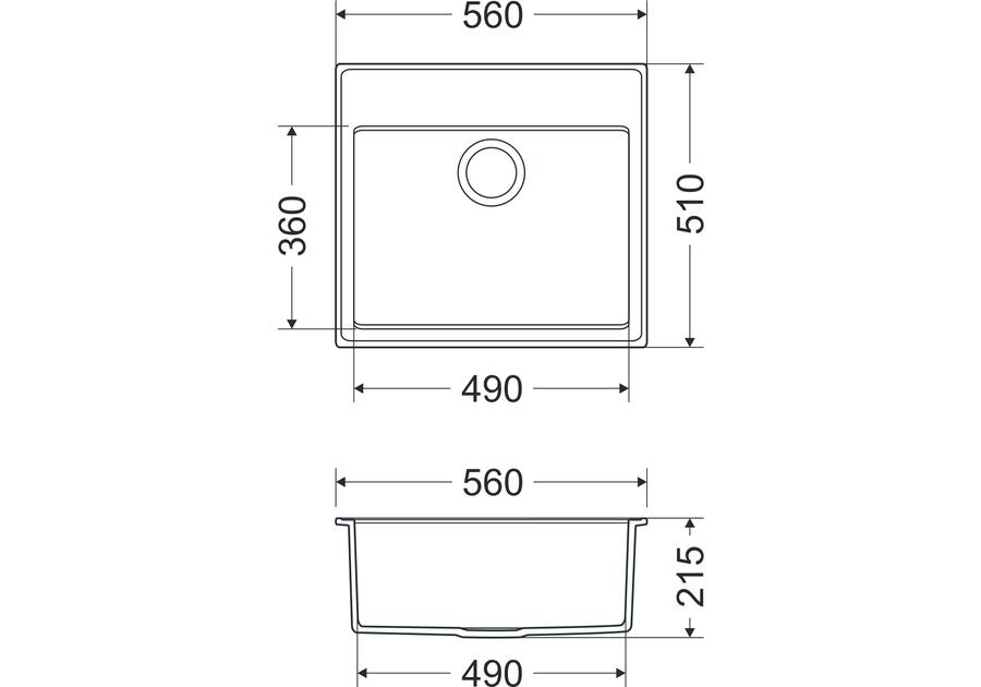 Zdjęcie: Zlewozmywak granitowy Retto 1-komorowy szary, bez ociekacza, 56x51x21,5 cm syfon manualny MILÓ