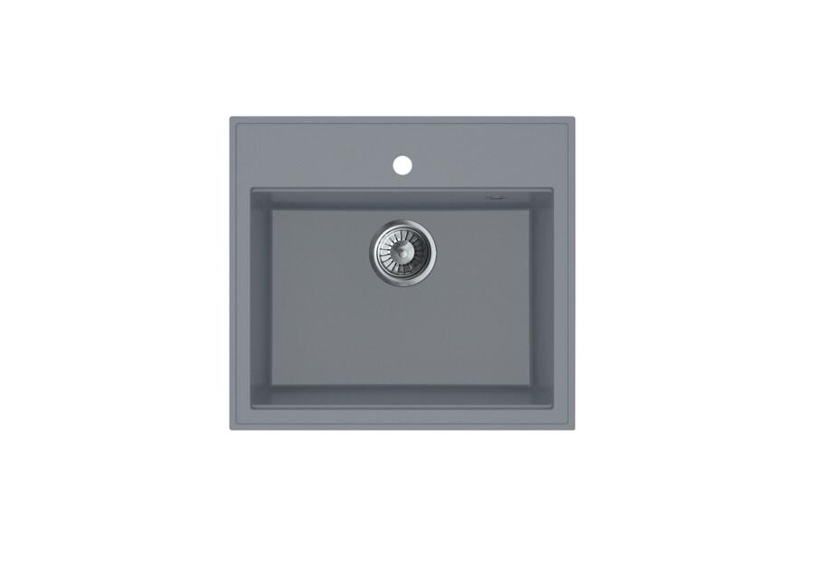 Zdjęcie: Zlewozmywak granitowy Retto 1-komorowy szary, bez ociekacza, 56x51x21,5 cm syfon manualny MILÓ