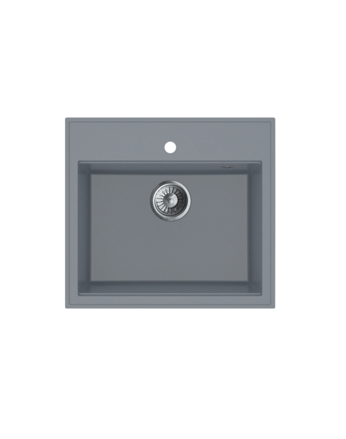Zdjęcie: Zlewozmywak granitowy Retto 1-komorowy szary, bez ociekacza, 56x51x21,5 cm syfon manualny MILÓ
