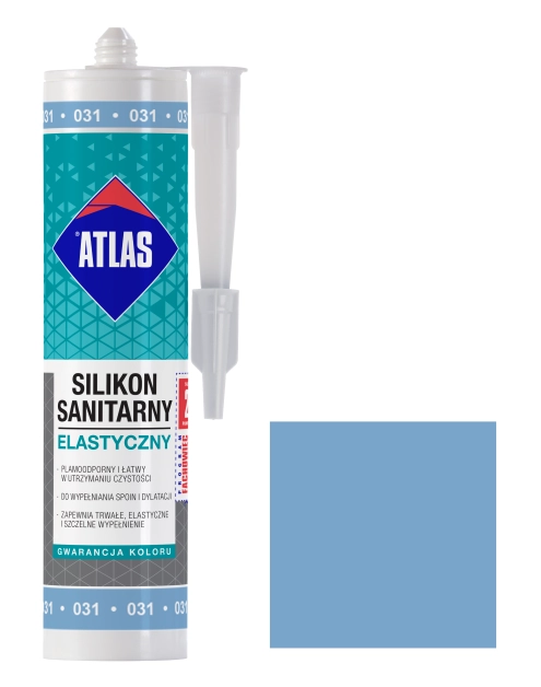 Zdjęcie: Silikon sanitarny elastyczny 031 błękitny 280 ml ATLAS