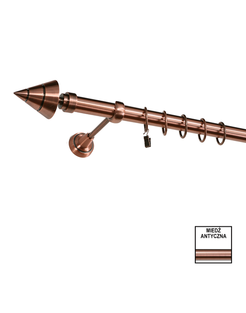 Zdjęcie: Karnisz pojedynczy Zeus fi 25 mm - 200 cm avanti miedź KARWEL