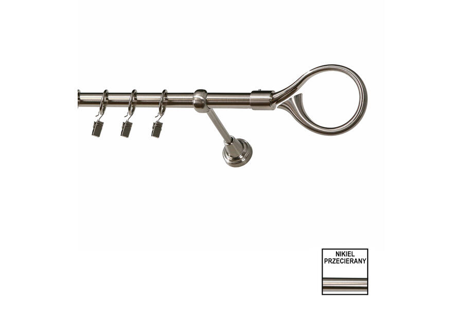 Zdjęcie: Karnisz pojedynczy Zeus fi 19 mm - 200 cm hak nikiel KARWEL