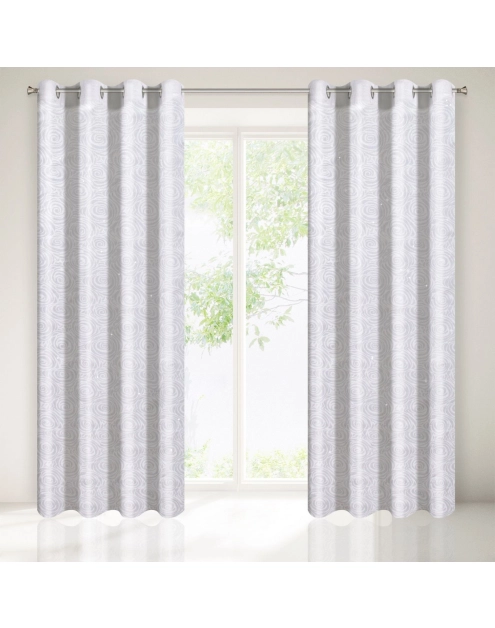 Zdjęcie: Zasłona Marlen 140x250 cm bialo-srebrna na przelotkach EUROFIRANY