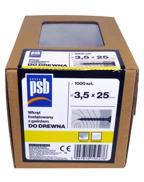 Zdjęcie: Wkręt fosfatowany do drewna 3,5x25 mm - 1000 szt. SILA