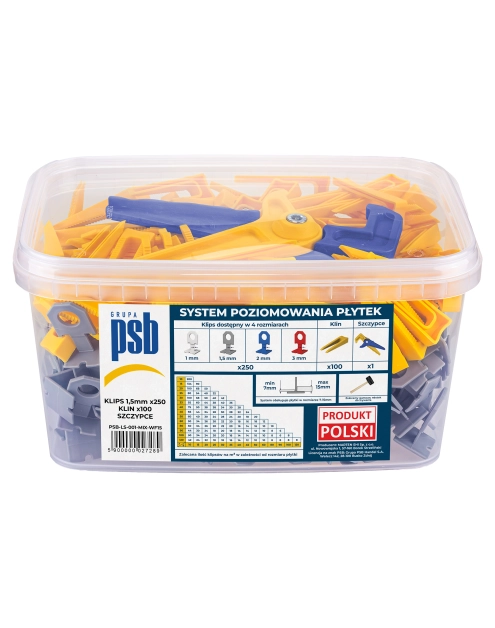Zdjęcie: System poziomowania płytek 250 szt. kliny, klipsy, szczypce PSB