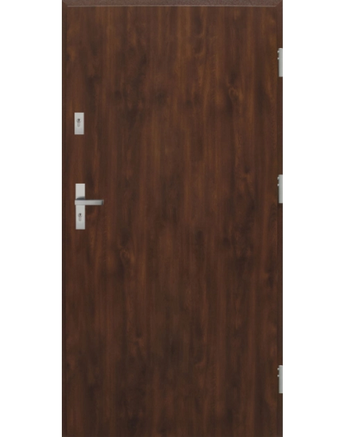 Zdjęcie: Drzwi zewnętrzne stalowo-drewniane Disting Otello 01 Orzech 90 cm prawe zamek listwowy KR CENTER
