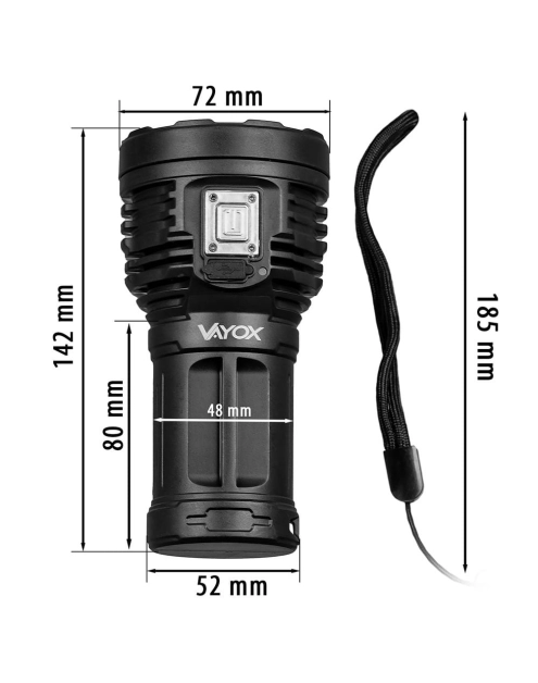 Zdjęcie: Latarka szperacz 600lm 8xLED + COB VA0114 VAYOX
