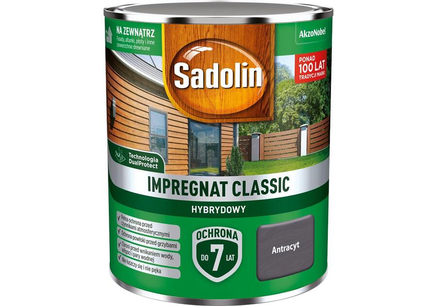 Zdjęcie: Impregnat Classic Hybrydowy antracyt 0,75 L SADOLIN