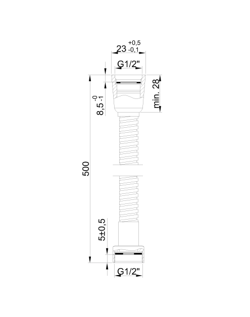 Zdjęcie: Wąż natryskowy, 50 cm, chrom INVENA