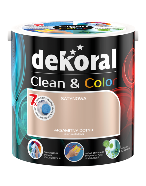 Zdjęcie: Farba satynowa Clean&Color 2,5 L aksamitny dotyk DEKORAL