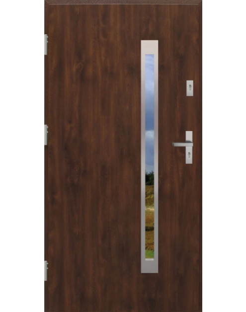 Zdjęcie: Drzwi zewnętrzne stalowo-drewniane Disting Otello 11B Orzech 100 cm lewe KR CENTER