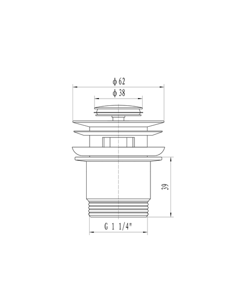Zdjęcie: Spust umywalkowy chromowany z korkiem wewnętrznym Klik-Klak z przelewem TYCNER