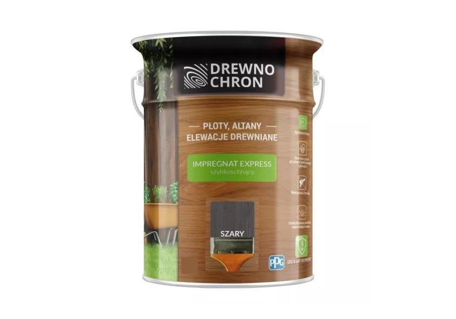 Zdjęcie: Impregnat Express 4,5 L szary DREWNOCHRON