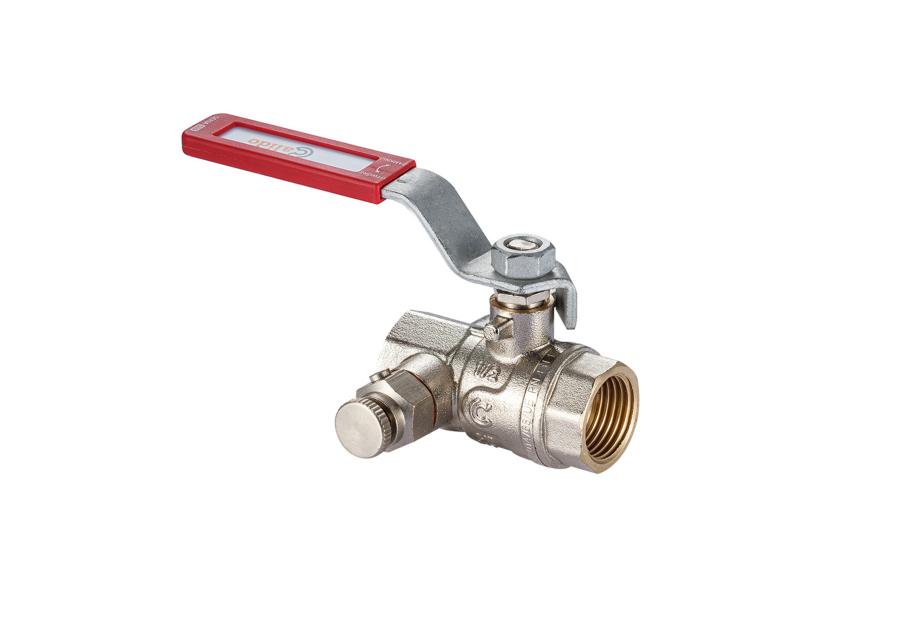 Zdjęcie: Zawór kulowy S30 z rączką, z okienkiem 1/2" W/W ze spustem i odpowietrznikiem, PN30 CALIDO