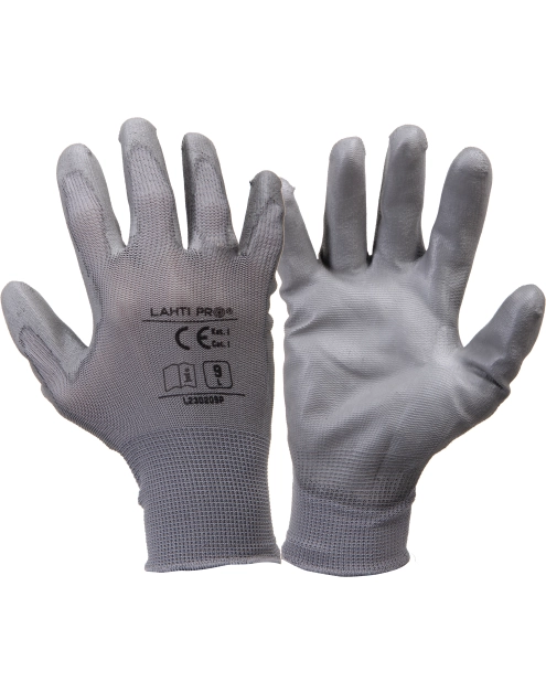 Zdjęcie: Rękawice PU szare,  10, CE, LAHTI PRO