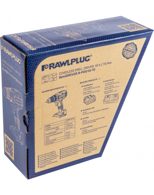 Zdjęcie: Wiertarko-wkrętarka 70 Nm 18 V RawlDRIVER RAWLPLUG