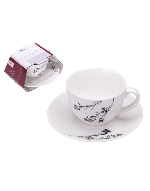 Zdjęcie: Filiżanka i spodek Misty black 240 ml z porcelany New Bone 91440 RAVI
