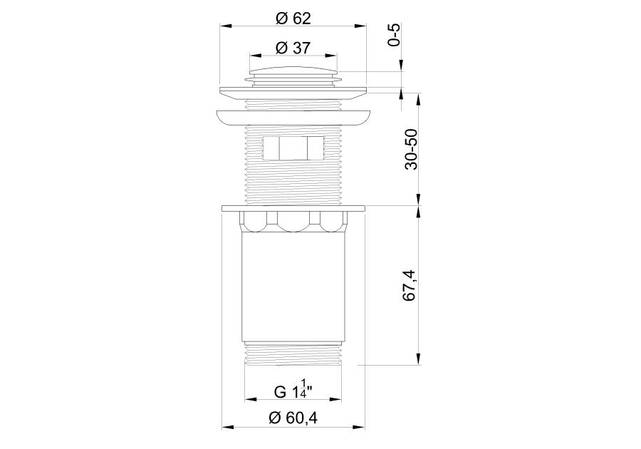 Zdjęcie: Korek click-clack, mosiężny, z przelewem, mały grzybek chrom INVENA