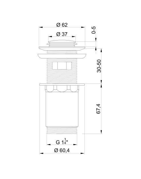 Zdjęcie: Korek click-clack, mosiężny, z przelewem, mały grzybek chrom INVENA