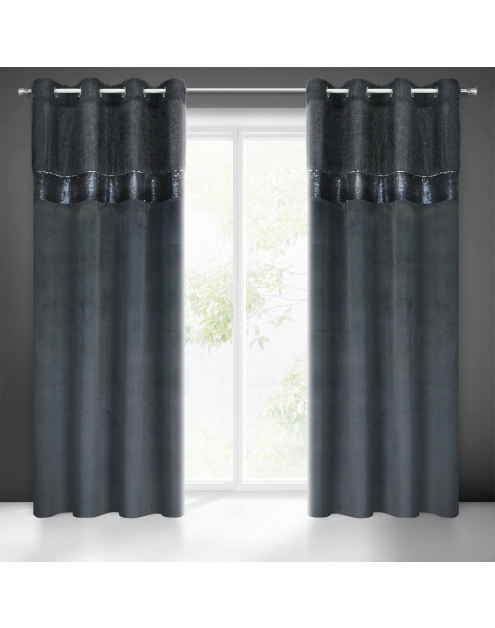 Zdjęcie: Zasłona gotowa Jasmin 140 x 250 cm czarny EUROFIRANY