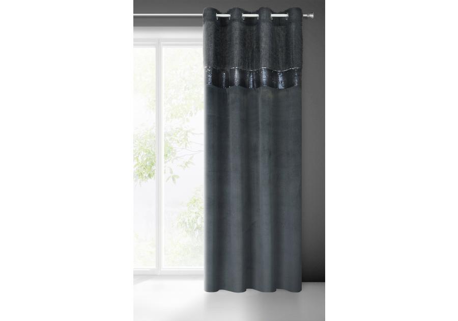 Zdjęcie: Zasłona gotowa Jasmin 140 x 250 cm czarny EUROFIRANY