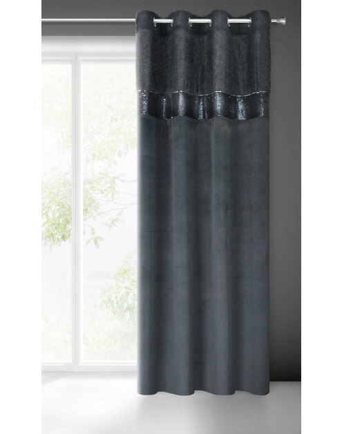 Zdjęcie: Zasłona gotowa Jasmin 140 x 250 cm czarny EUROFIRANY