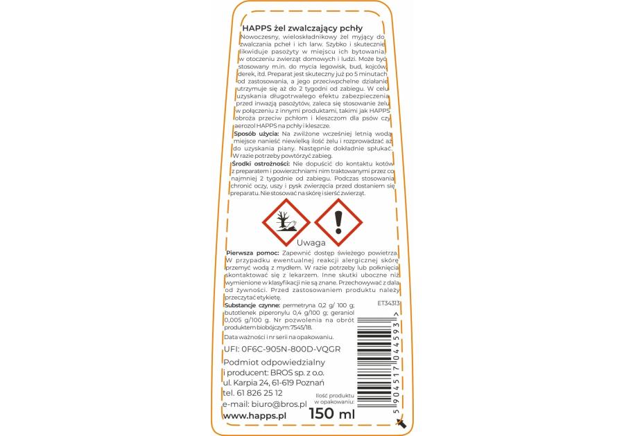 Zdjęcie: Żel zwalczający pchły 150 ml HAPPS