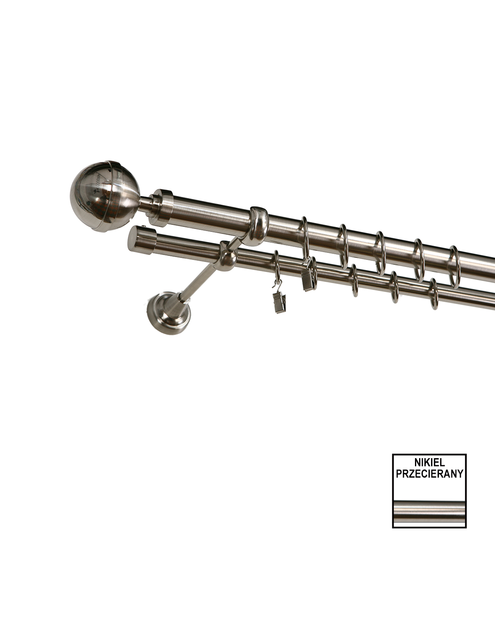 Zdjęcie: Karnisz podwójny Zeus fi 25 mm - 240 cm kula nikiel KARWEL