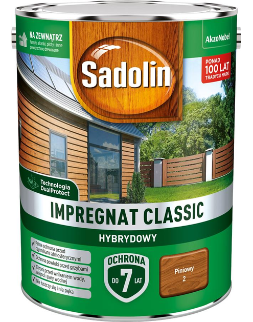 Zdjęcie: Impregnat ochronno-dekoracyjny hybrydowy Classic 4,5 L piniowy SADOLIN