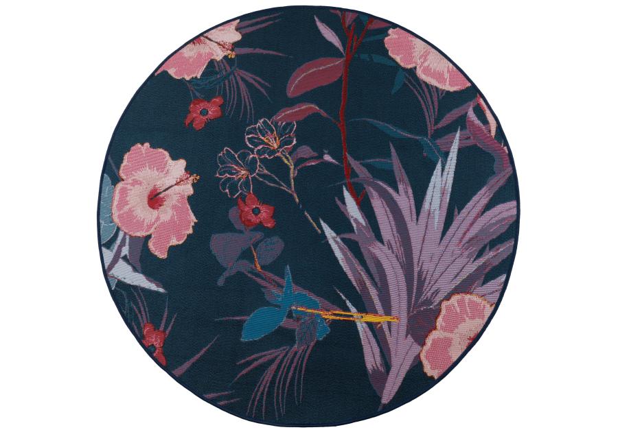 Zdjęcie: Dywan Jungle 135 cm koło, kwiaty pomarańczowo-czarne MULTI-DECOR