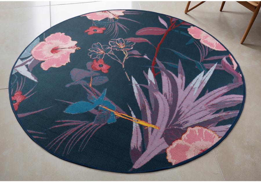 Zdjęcie: Dywan Jungle 135 cm koło, kwiaty pomarańczowo-czarne MULTI-DECOR