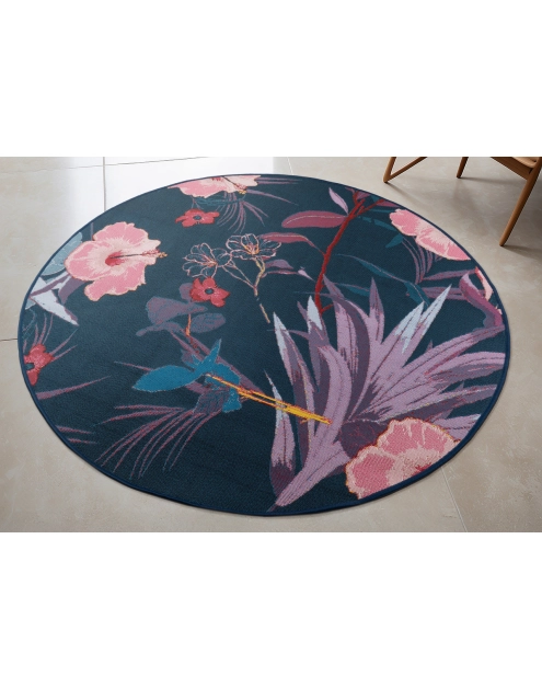 Zdjęcie: Dywan Jungle 135 cm koło, kwiaty pomarańczowo-czarne MULTI-DECOR