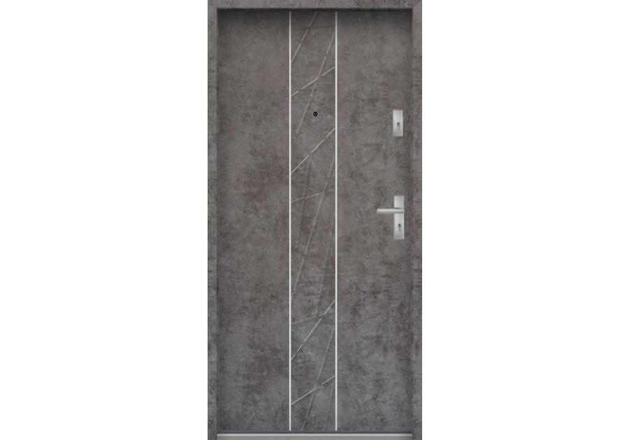 Zdjęcie: Drzwi wejściowe do mieszkań Bastion A-40 Beton ołówkowy 90 cm lewe OSPŁ KR CENTER