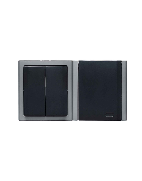 Zdjęcie: Łącznik podwójny Bravo natynkowy IP54 + gniazdo pojedyncze natynkowy IP54 popiel  POLMARK