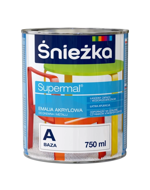 Zdjęcie: Emalia akrylowa Supermal BazaA 0,75L ŚNIEŻKA