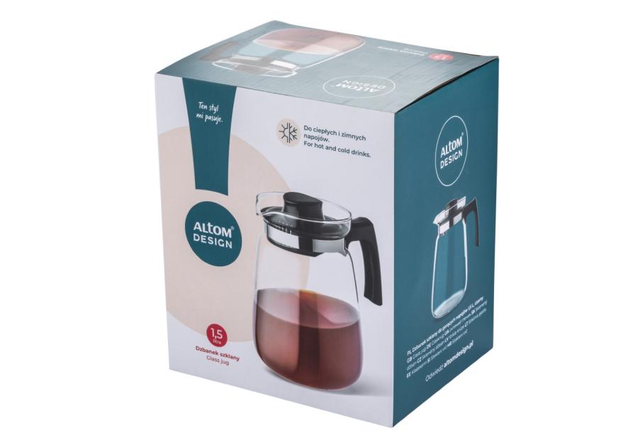 Zdjęcie: Dzbanek szklany do gorących napojów 1500 ml czarny ALTOM DESIGN