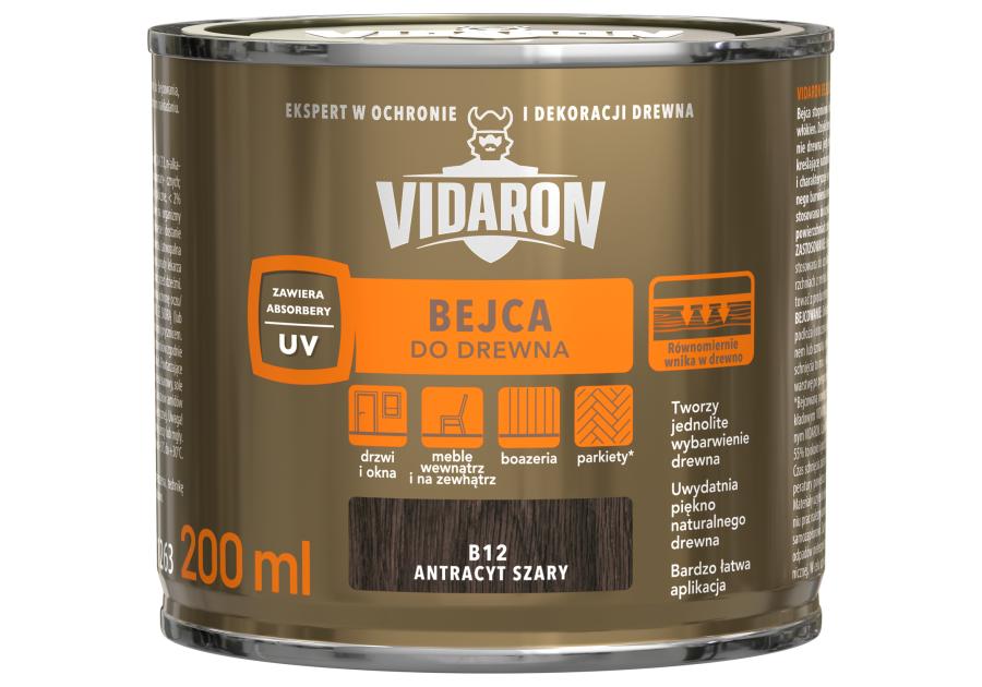 Zdjęcie: Bejca antracyt szary B12 0,2L VIDARON