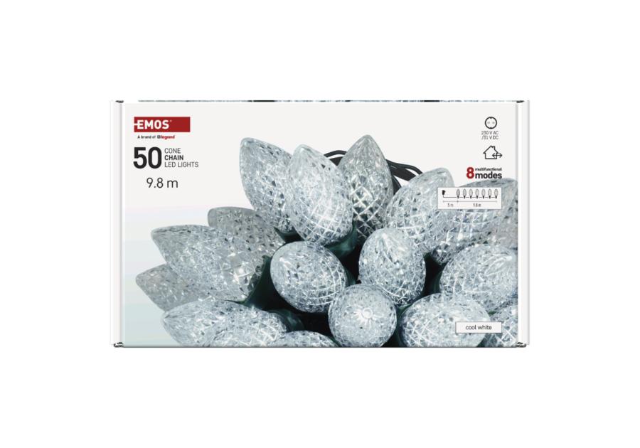 Zdjęcie: Lampki choinkowe LED Classic Chain, szyszki, 50 LED 9,8 m, zimna biel, IP44 EMOS