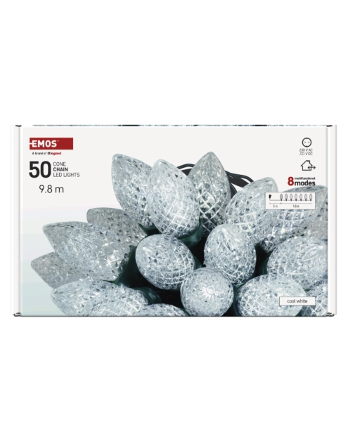 Zdjęcie: Lampki choinkowe LED Classic Chain, szyszki, 50 LED 9,8 m, zimna biel, IP44 EMOS