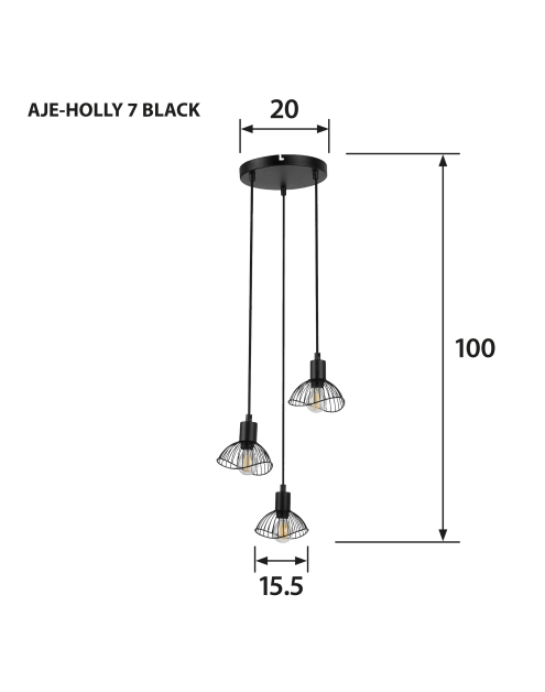 Zdjęcie: Lampa wisząca AJE-HOLLY 7 Black 3xE14 ACTION