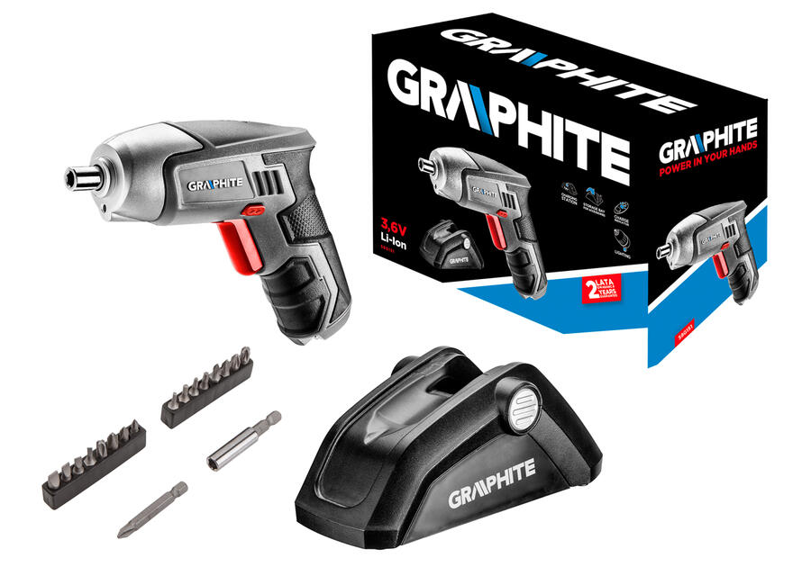 Zdjęcie: Wkrętak akumulatorowy 3.6V, Li-Ion/1.3Ah, z bazą GRAPHITE