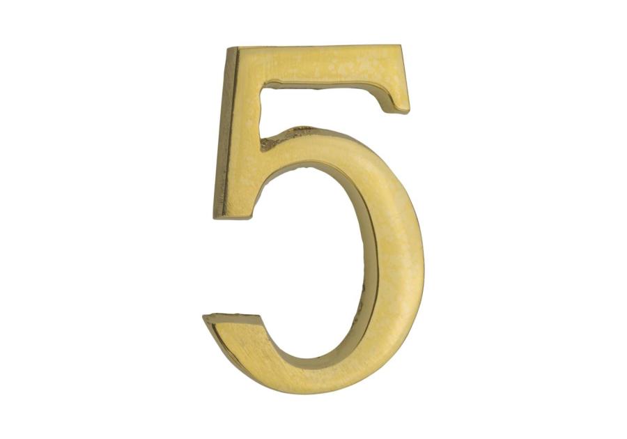 Zdjęcie: Cyfra 5 samoprzylepna mosiężna 50 mm METRO