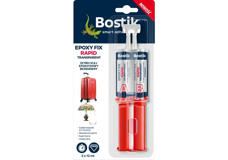 Zdjęcie: Klej Epoxy Fix Rapid bezbarwny 2 x 12 ml BOSTIK