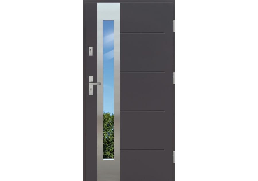 Zdjęcie: Drzwi zewnętrzne stalowo-drewniane Disting Nicolo 05B Antracyt 90 cm prawe KR CENTER