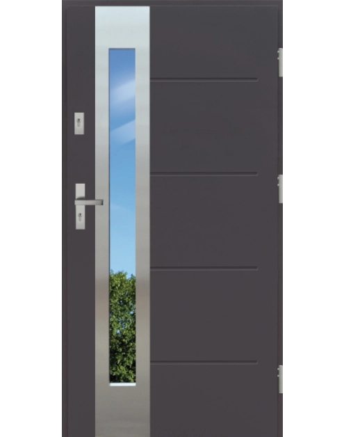 Zdjęcie: Drzwi zewnętrzne stalowo-drewniane Disting Nicolo 05B Antracyt 90 cm prawe KR CENTER