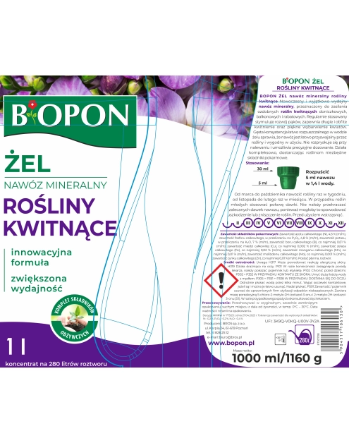 Zdjęcie: Żel nawóz mineralny do roślin kwitnących 1 L BOPON