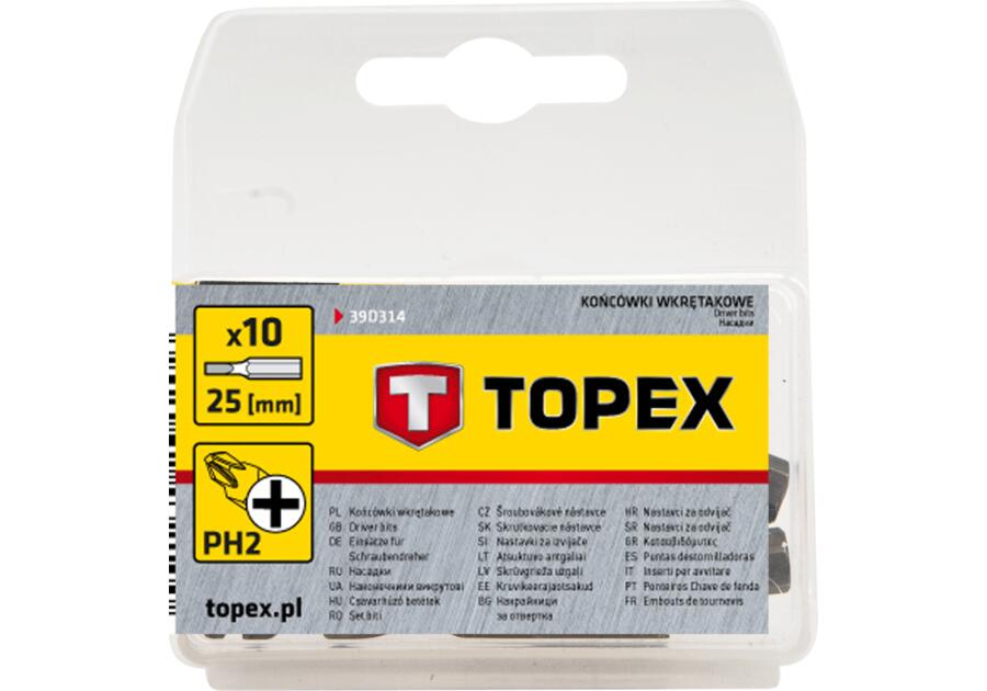 Zdjęcie: Końcówki wkrętakowe PH2 x 25 mm, 10 sztuk TOPEX